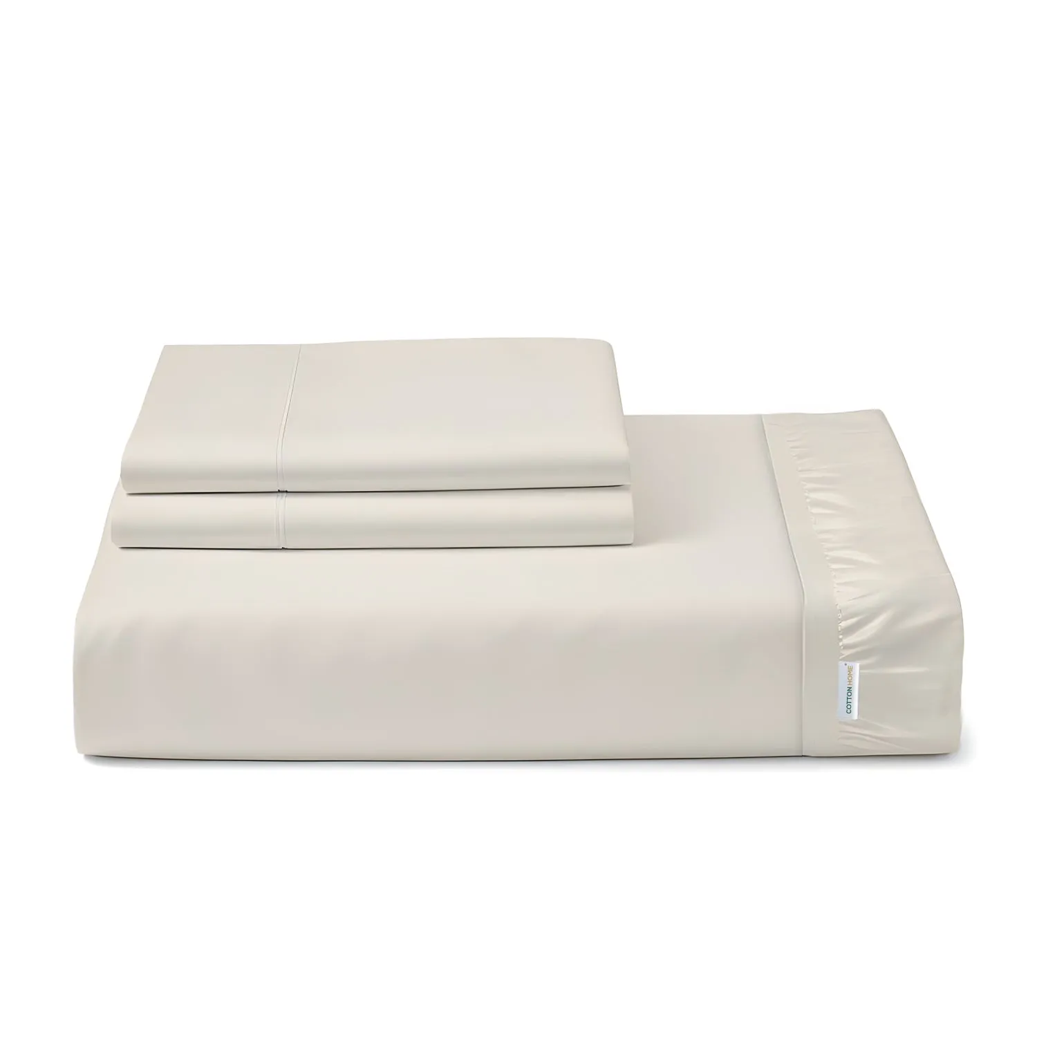 100% Egyptian Cotton 3PC Fitted Sheet 200X200 30CM Cotton Home Sateen Cream