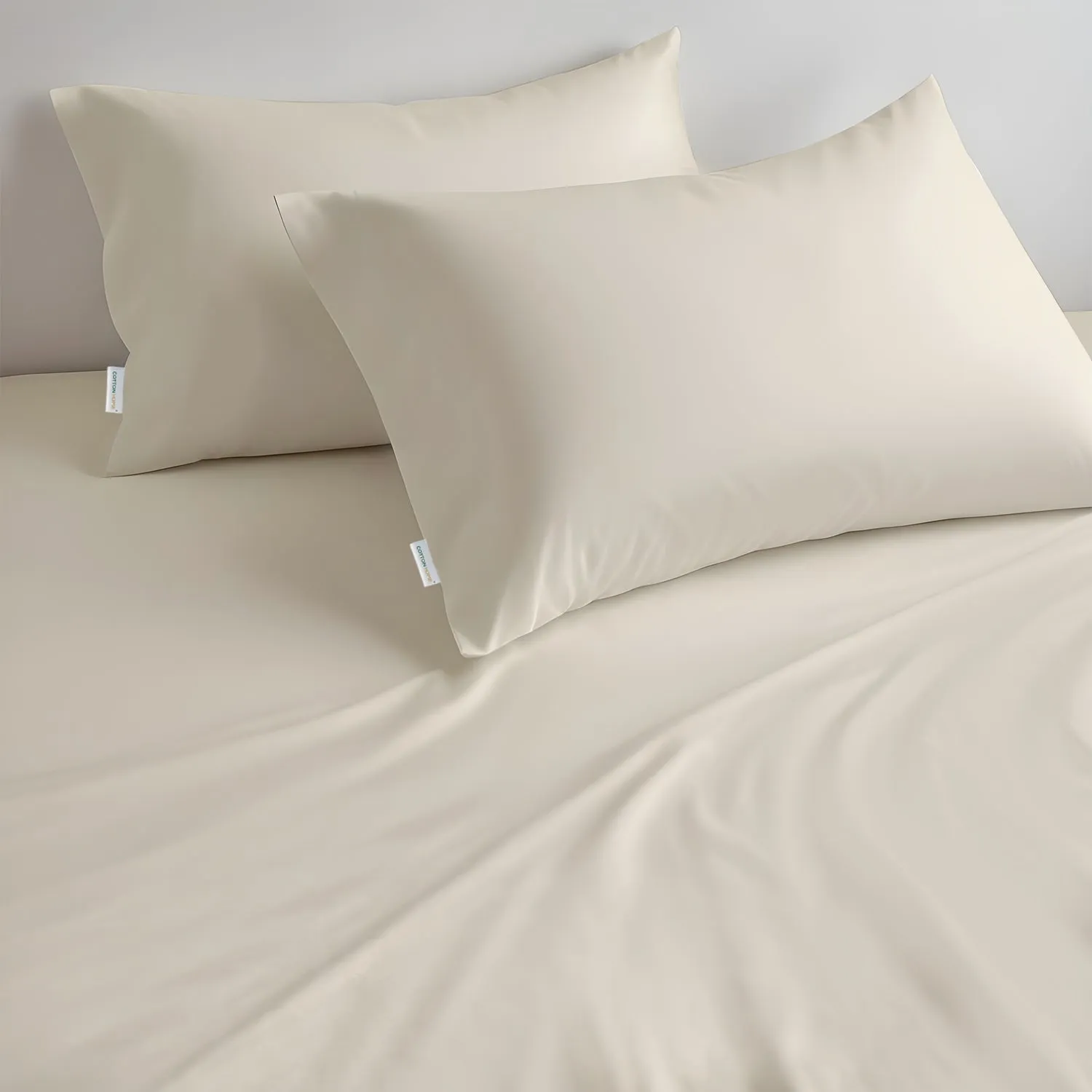 100% Egyptian Cotton 3PC Fitted Sheet 200X200 30CM Cotton Home Sateen Cream