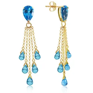 15.5 Carat 14K Solid Yellow Gold Playful Blue Topaz Earrings