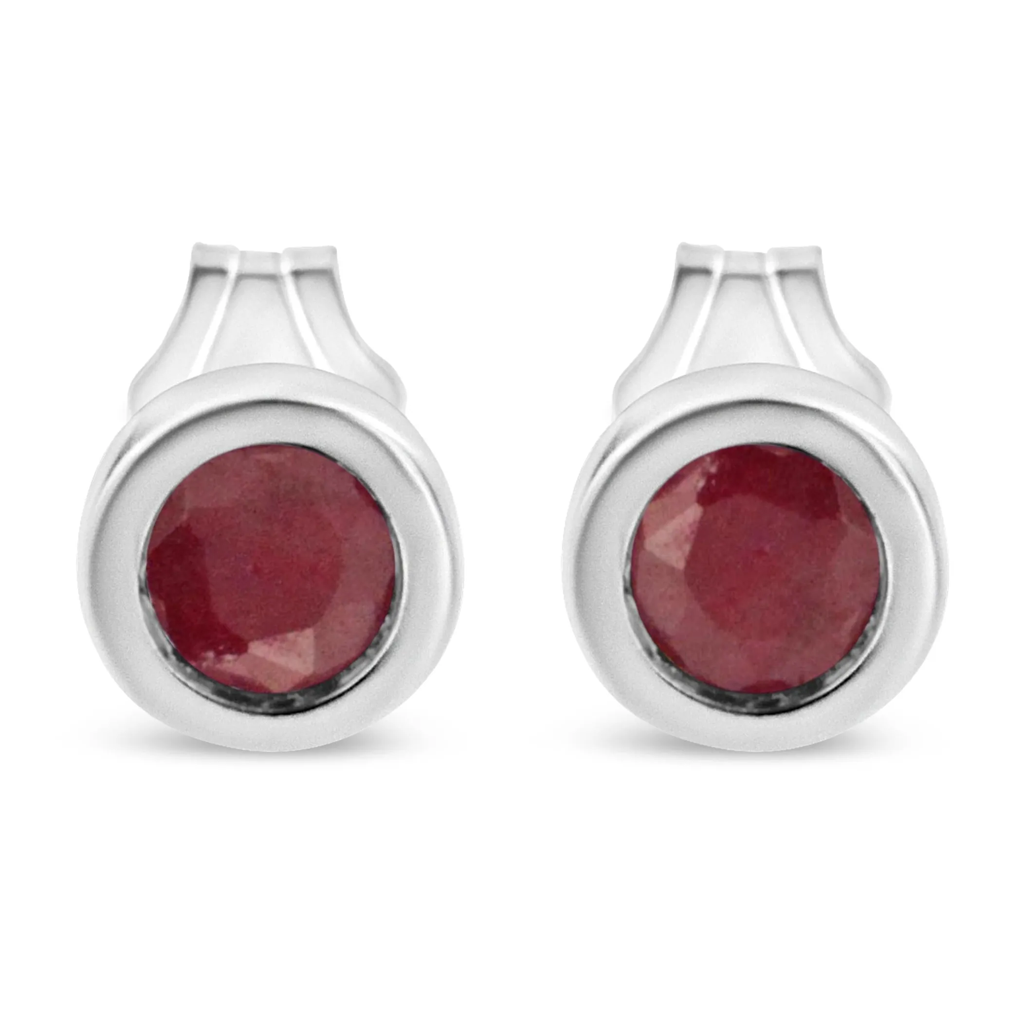 .925 Sterling Silver Bezel Set 3.5mm Created Gemstone Solitaire Stud Earrings
