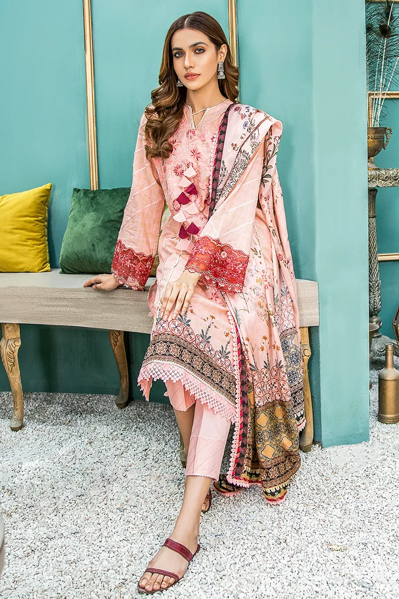 Aabyaan Luxury Lawn Collection 2021 – PEMBE (AL-09)
