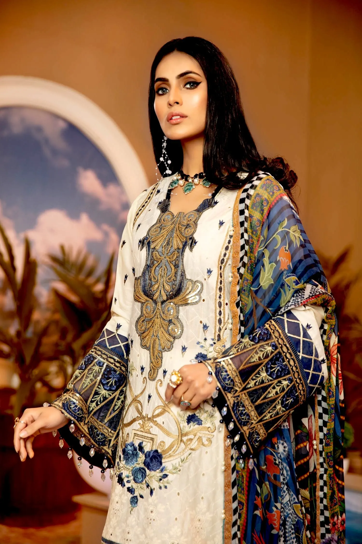 Adan's Libas Schiffli Embroidered Lawn Collection Chapter 2 – Opal Shine