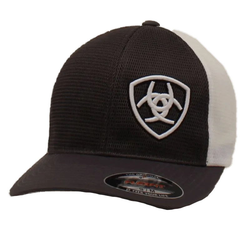 Ariat M&F Flex Fit 360 Charcoal and White Cap