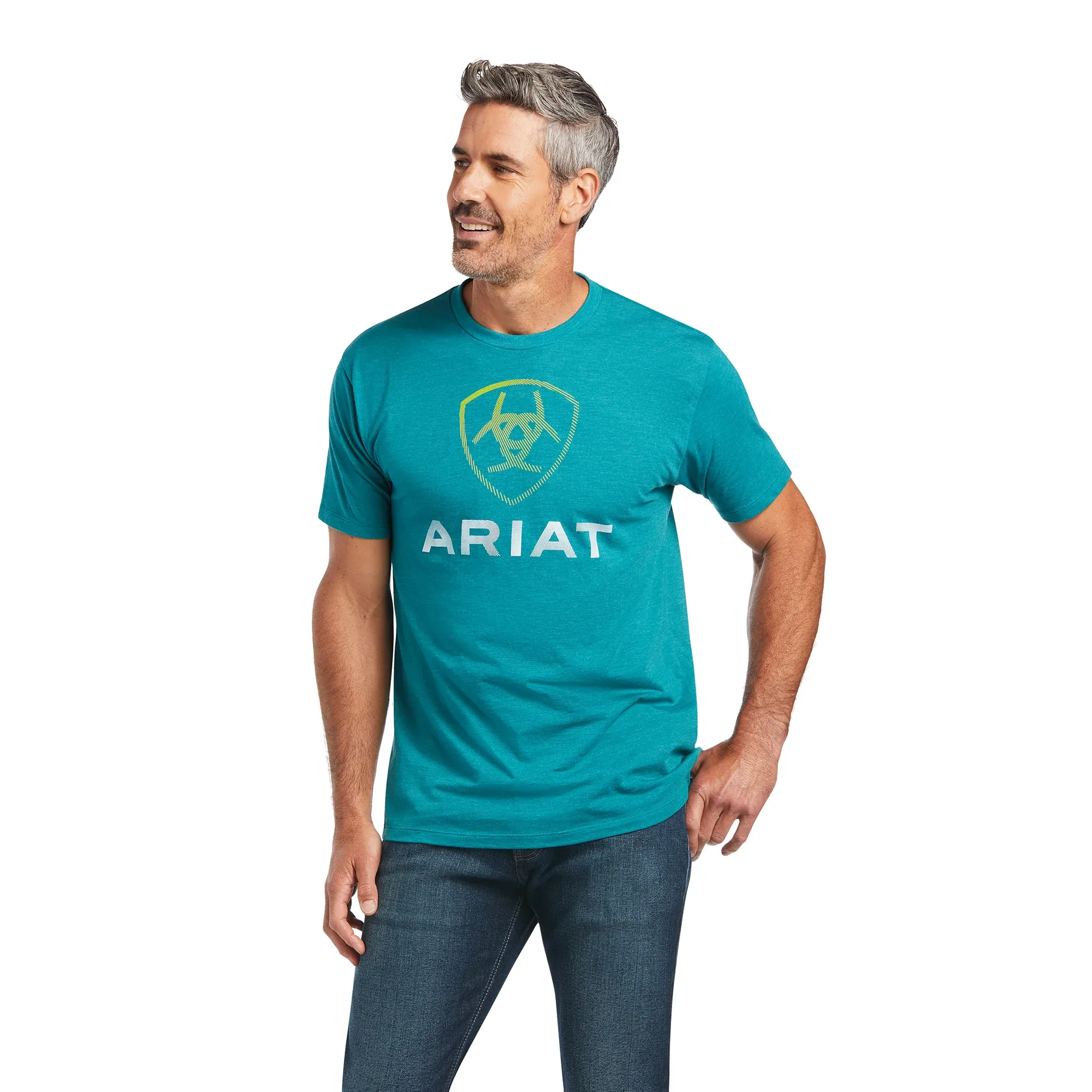 Ariat  Men's Short Sleeve Heather Teal Green Blends T-Shirt