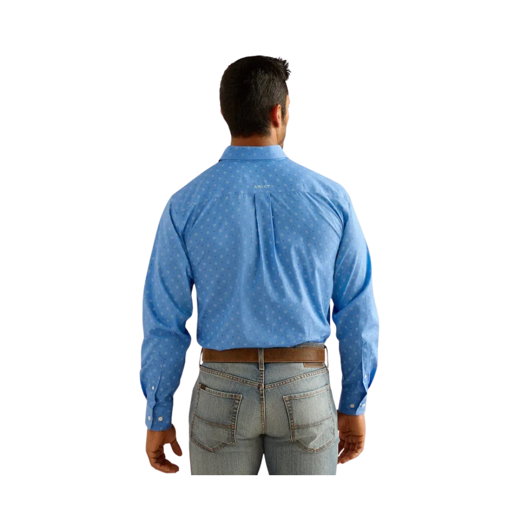 Ariat Men's Wrinkle Free Russel Regatta Long Sleeve Button Down Blue Shirt