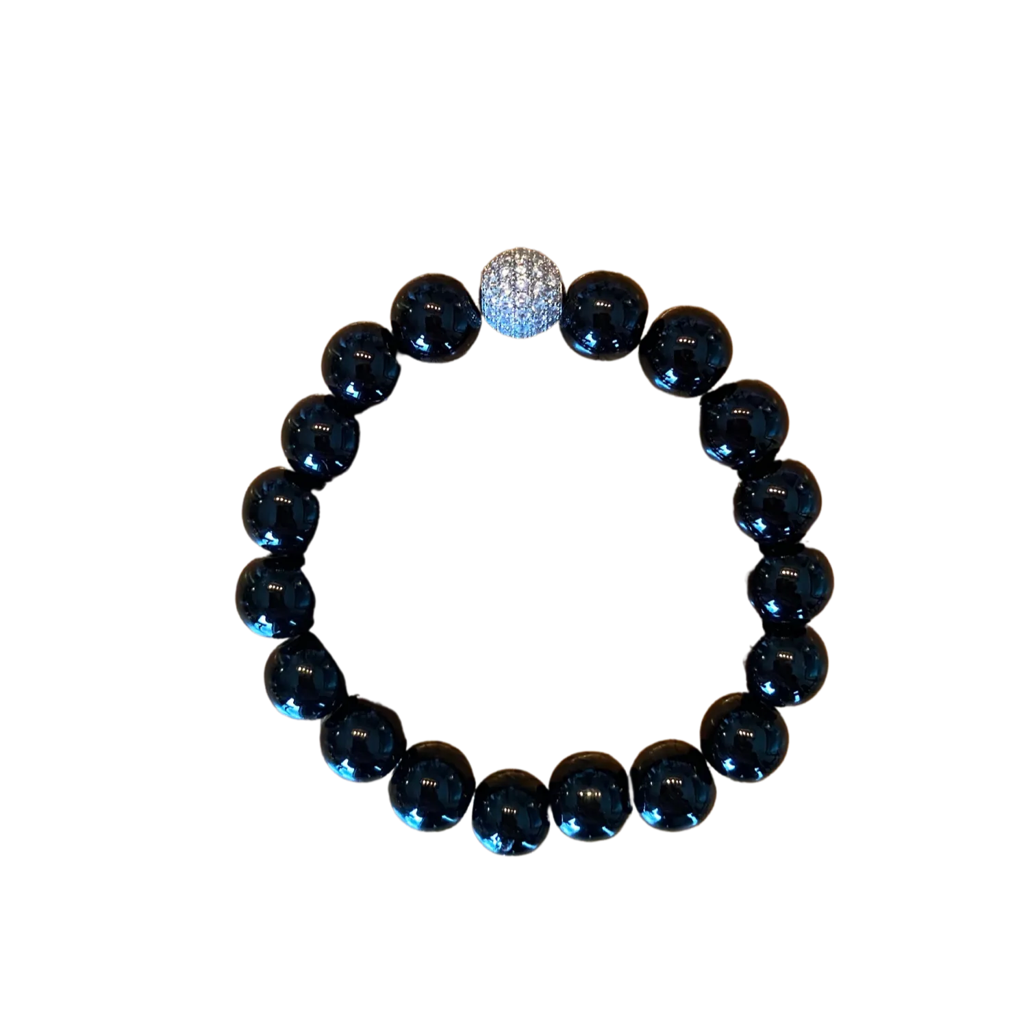 Black 10mm Silver Pave