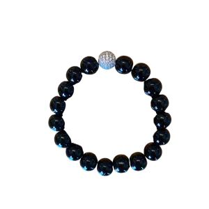 Black 10mm Silver Pave