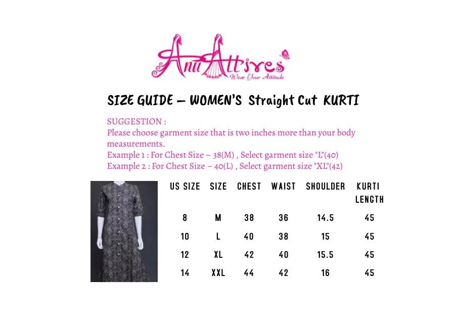 Black Bandini Straight Kurti