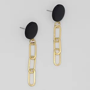 Black Gold Link Dangle Earring