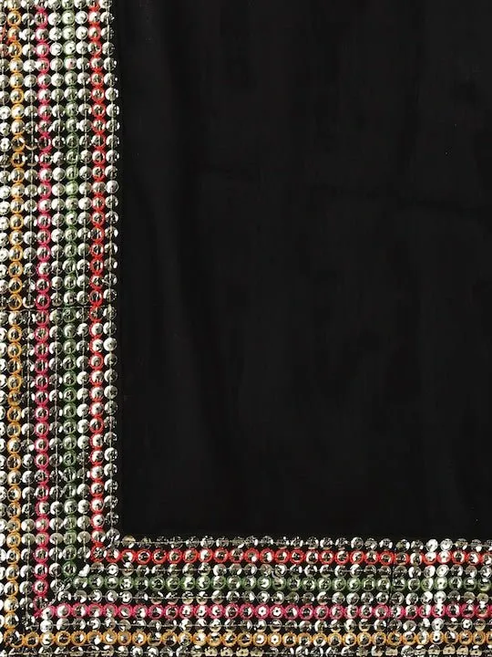 Black Sequinned Silk Blend Saree