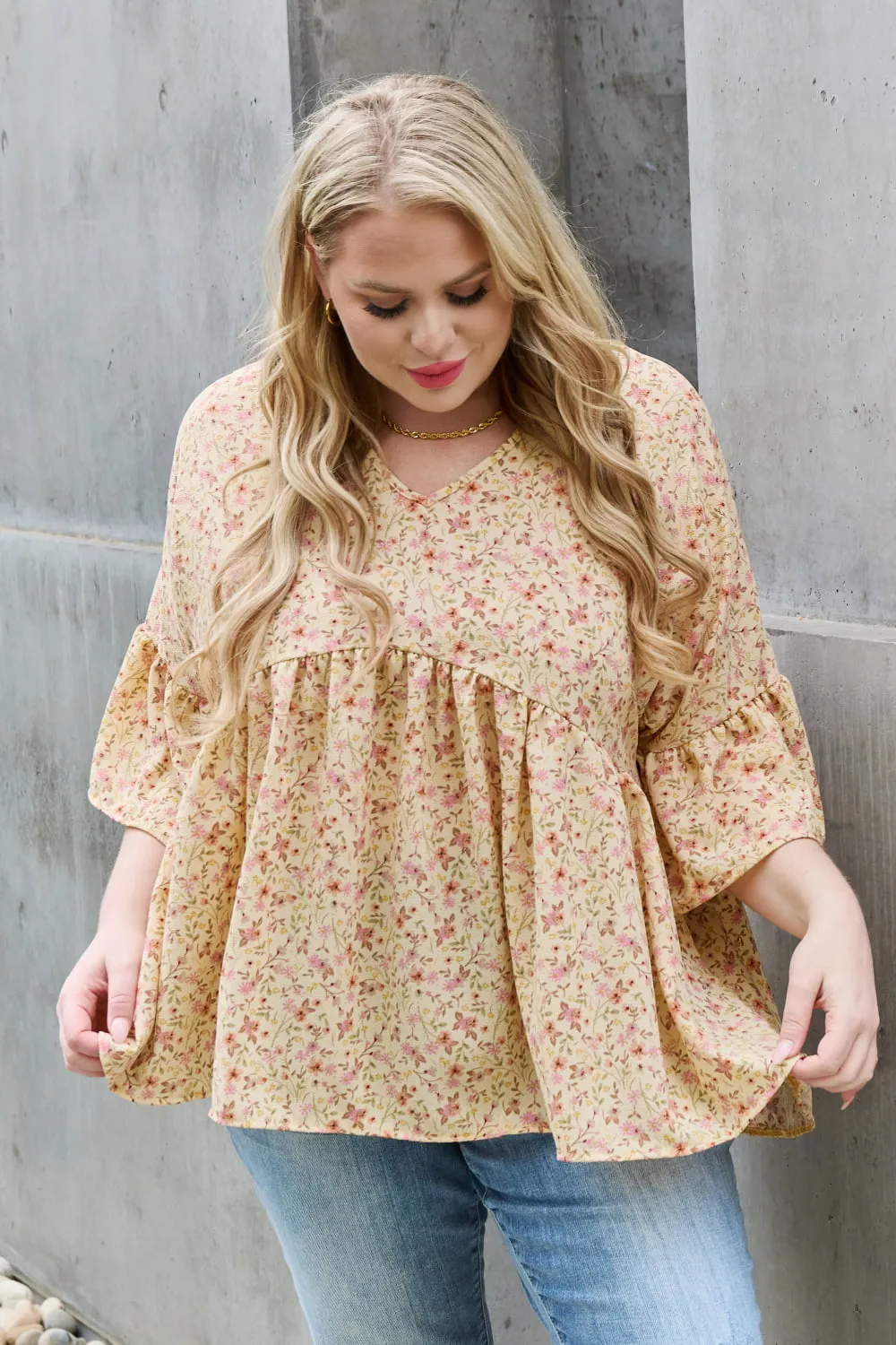 Celeste Bring Me Flowers Full Size Floral Tunic Top