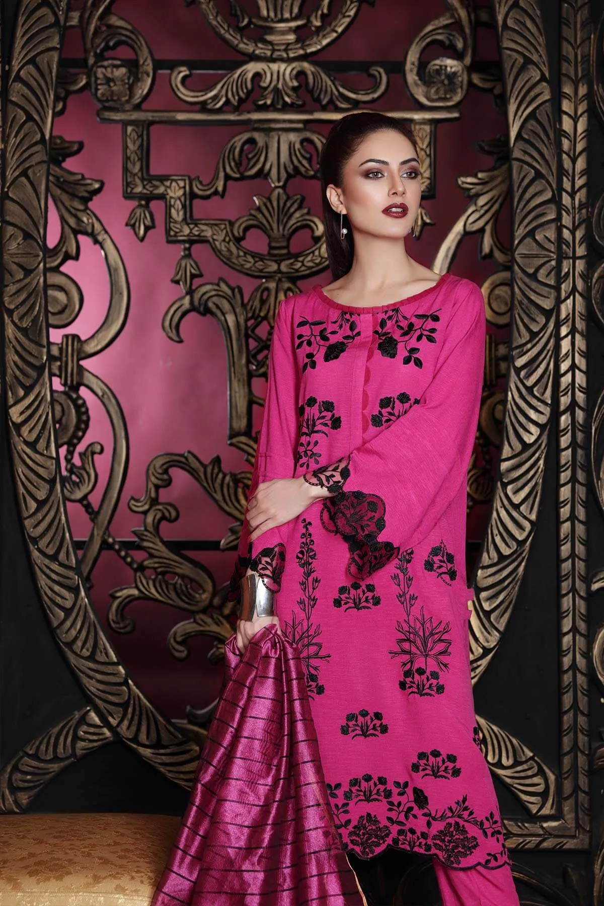 Charizma Slub Leather Collection (with Banarasi Woven Duppata) – Vivid Symphony CSL-07