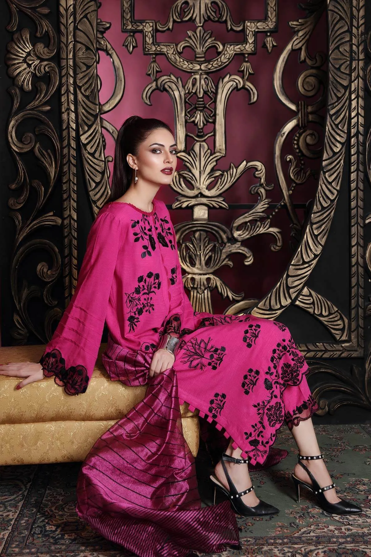 Charizma Slub Leather Collection (with Banarasi Woven Duppata) – Vivid Symphony CSL-07