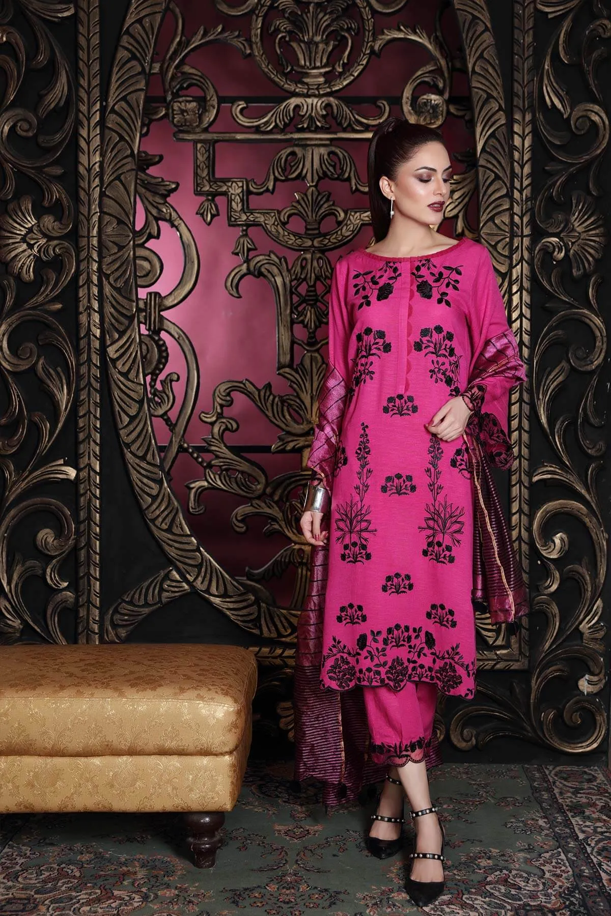 Charizma Slub Leather Collection (with Banarasi Woven Duppata) – Vivid Symphony CSL-07