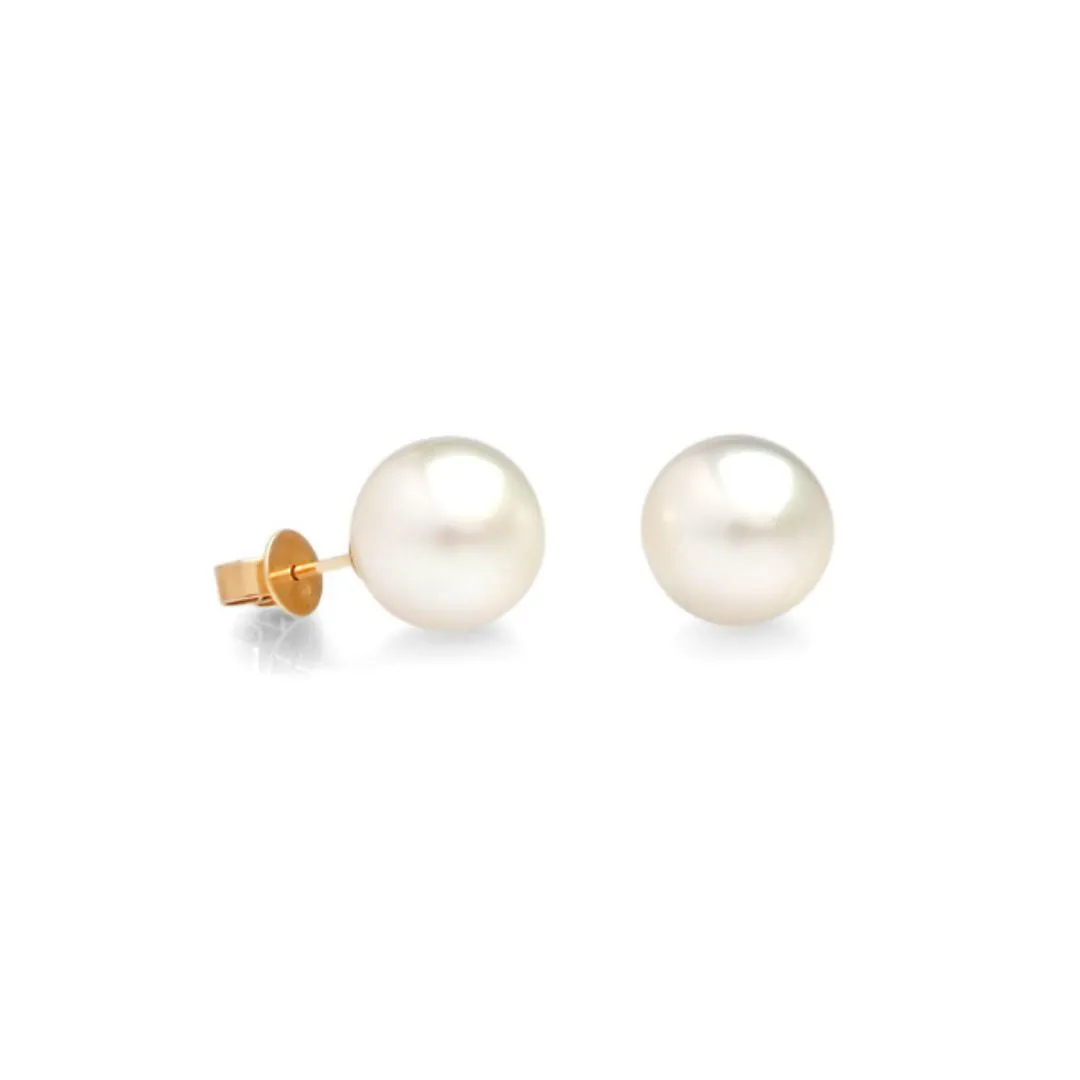 Classic Studs Australian South Sea Cygnet Bay Round 10.5mm B1 18ct White Gold