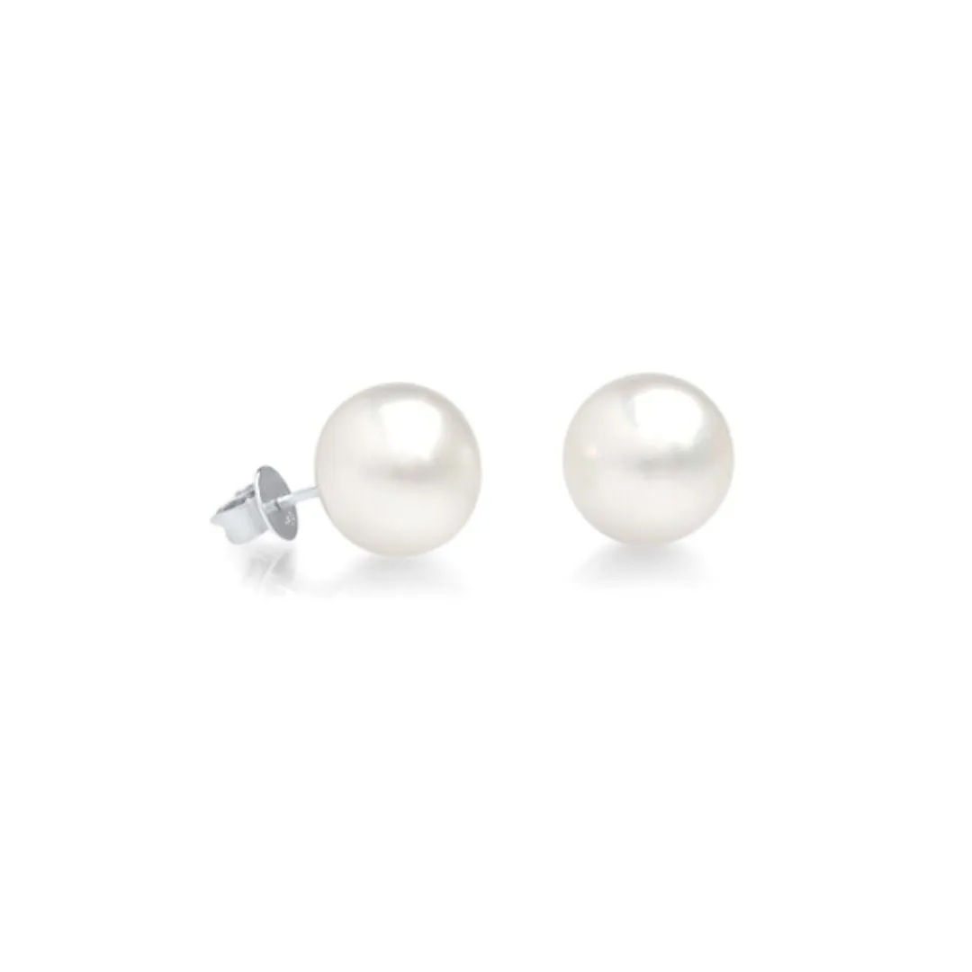 Classic Studs Australian South Sea Cygnet Bay Round 10.5mm B1 18ct White Gold