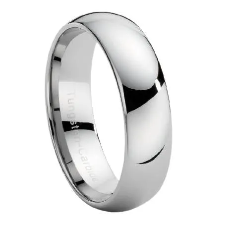 Classic Tungsten Wedding Band with Slight Dome and Polished Finish – 7.7 mm