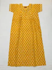 Cosy Yellow Color Cotton Nighty For Women