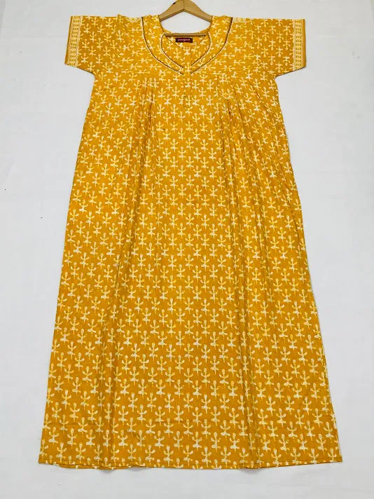 Cosy Yellow Color Cotton Nighty For Women