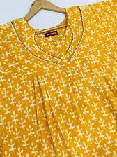 Cosy Yellow Color Cotton Nighty For Women