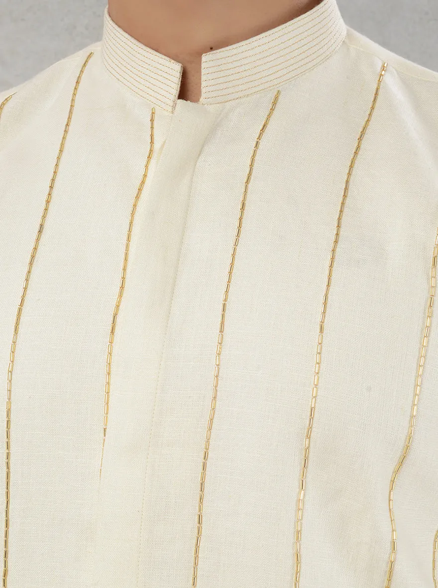 Cream  Kurta Pajama | TULA