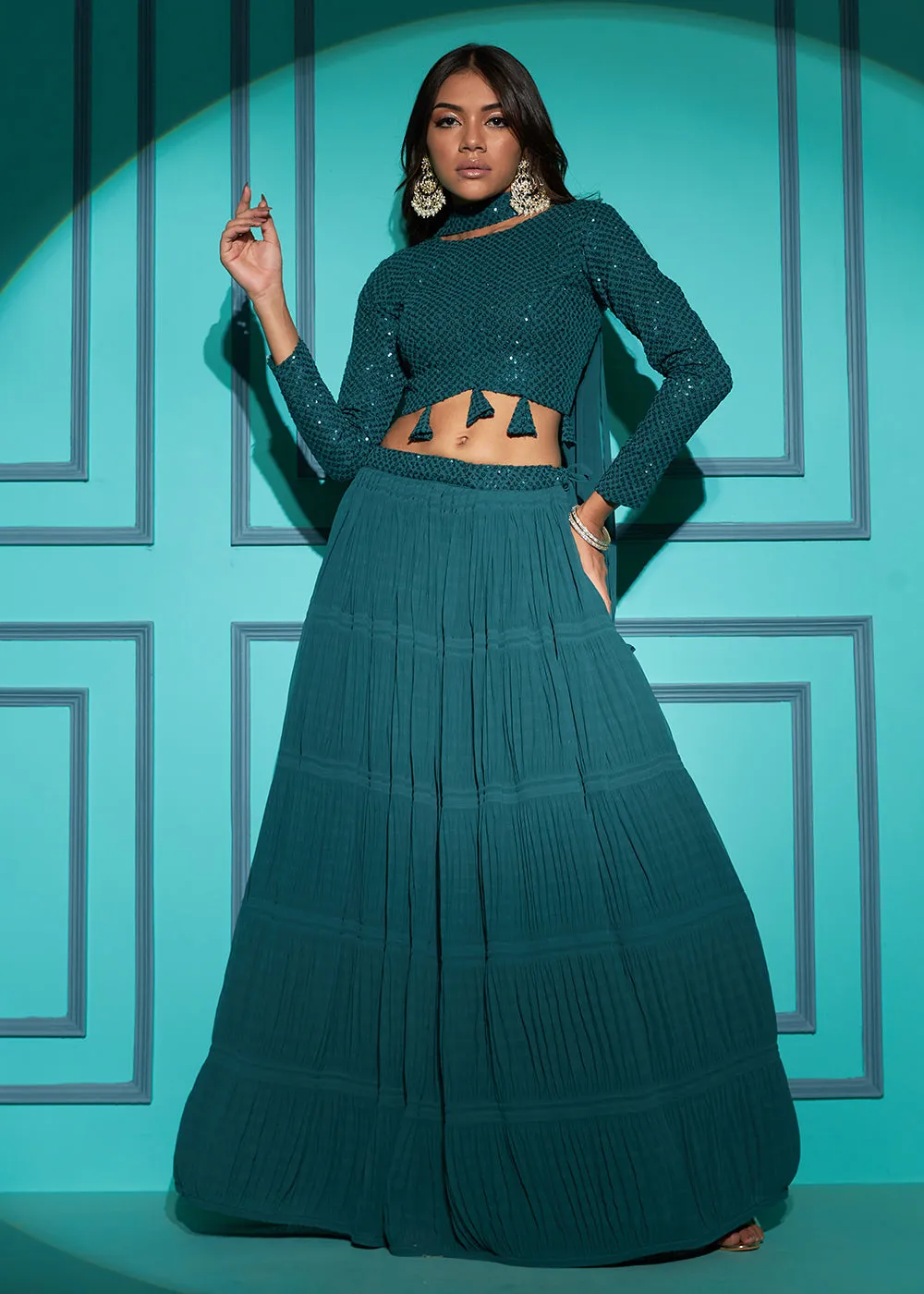 Exquisite Green Georgette Wedding Party Lehenga Choli