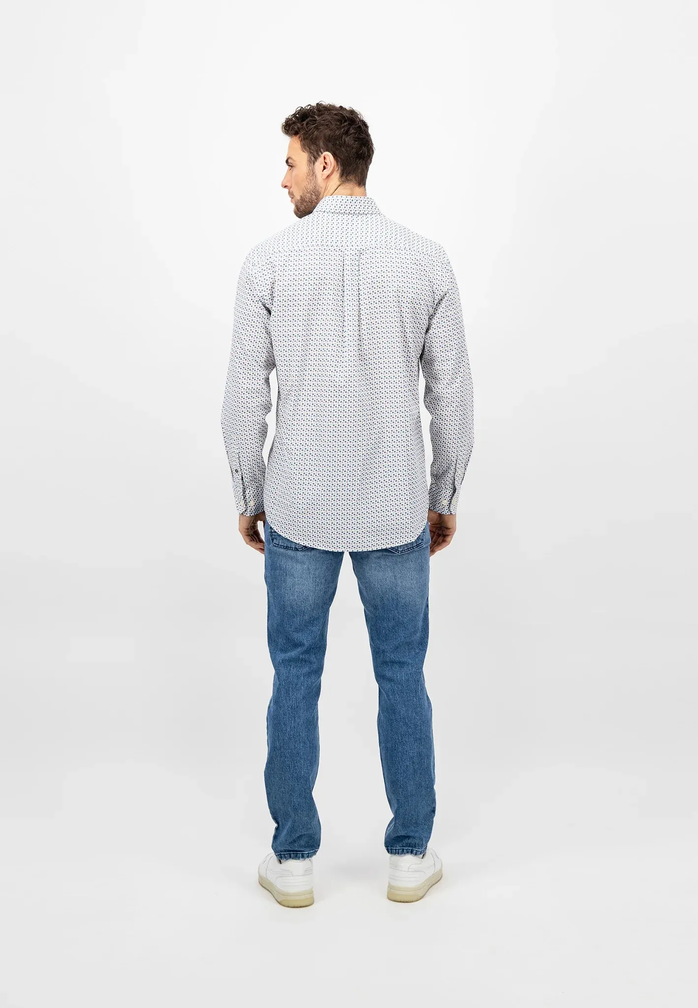 FYNCH HATTON Lavender Leaf Print Long Sleeve Shirt