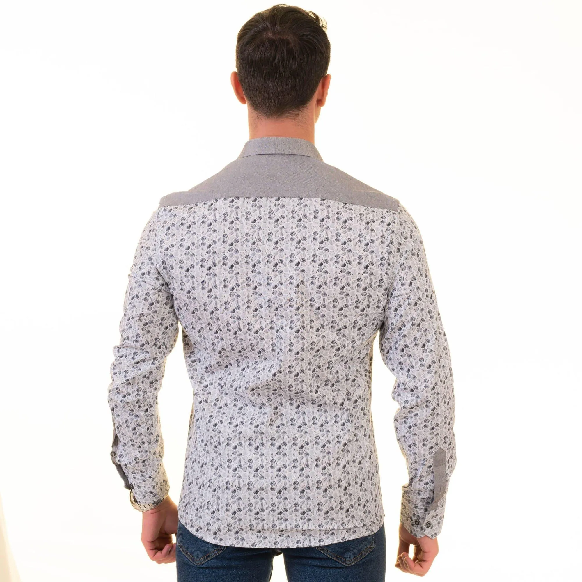 Gravity Homme Men's Long Sleeve Button Down / Positano Gray S6