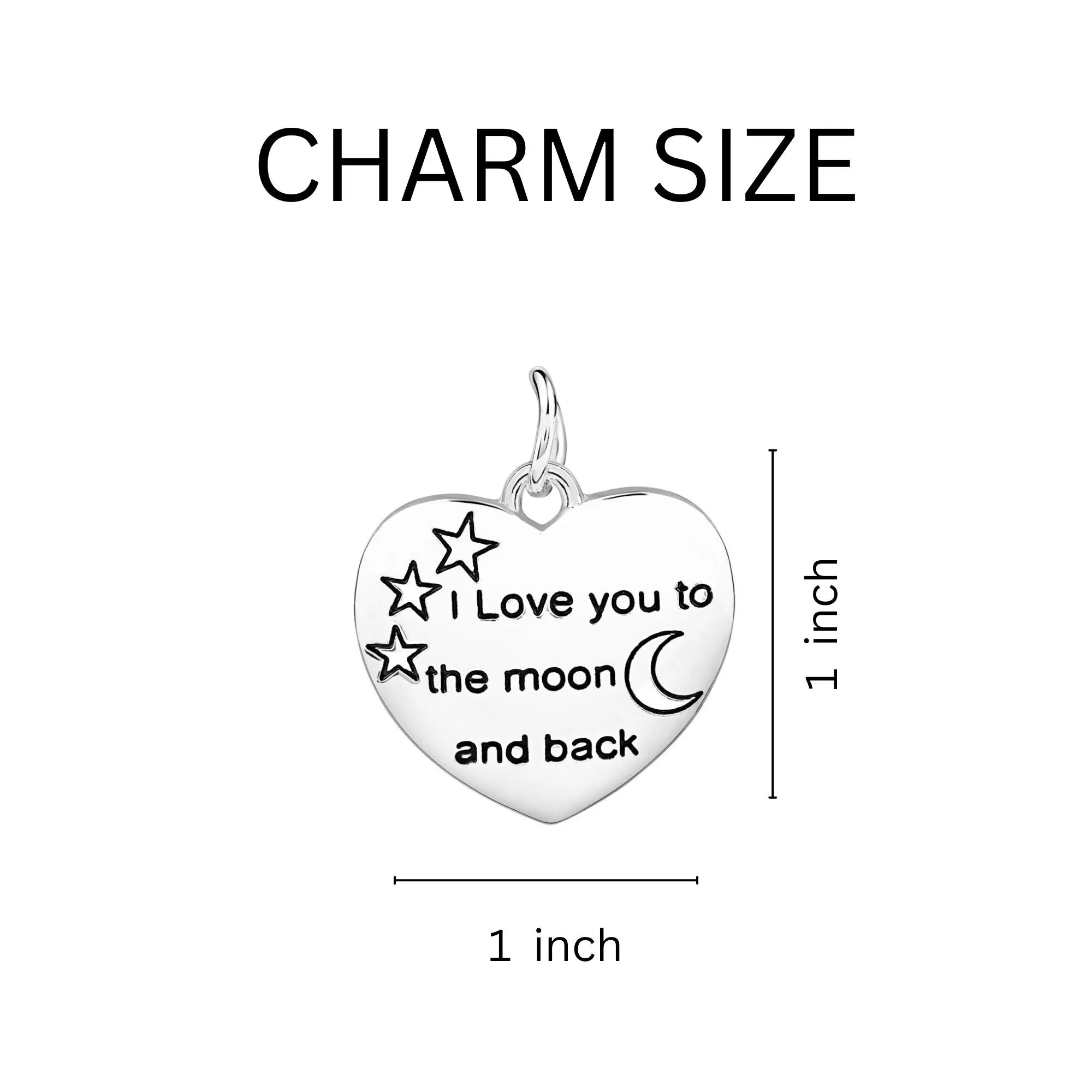 Gray Ribbon Love You To The Moon and Back Silver Beaded Bracelets