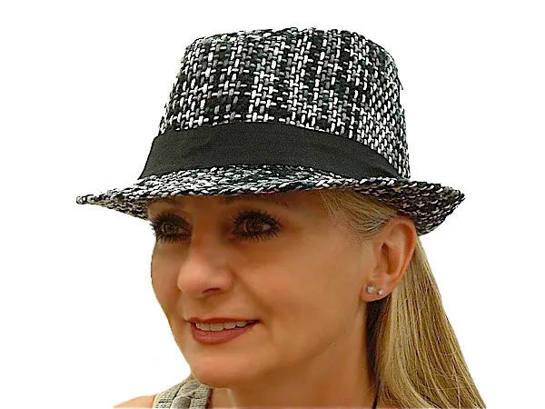 Henschel Black Plaid Fedora for Women