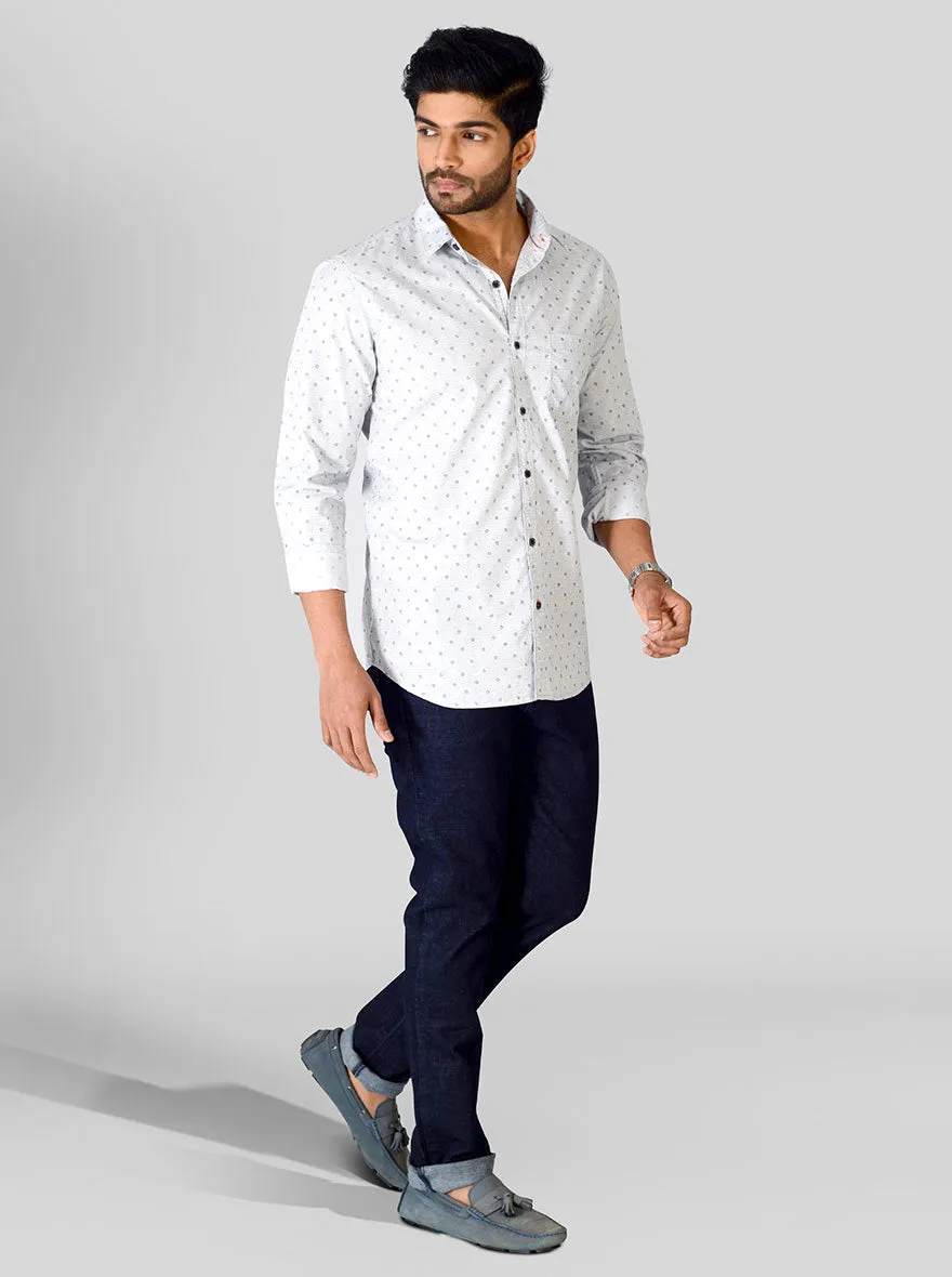 Ice Grey Printed Slim Fit Casual Shirt | JadeBlue