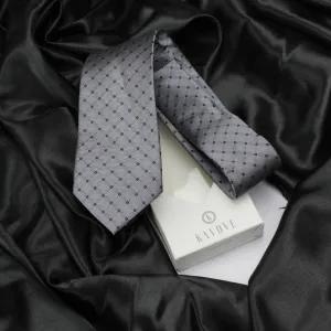 Kovove silver Checkered Neck Tie For Men