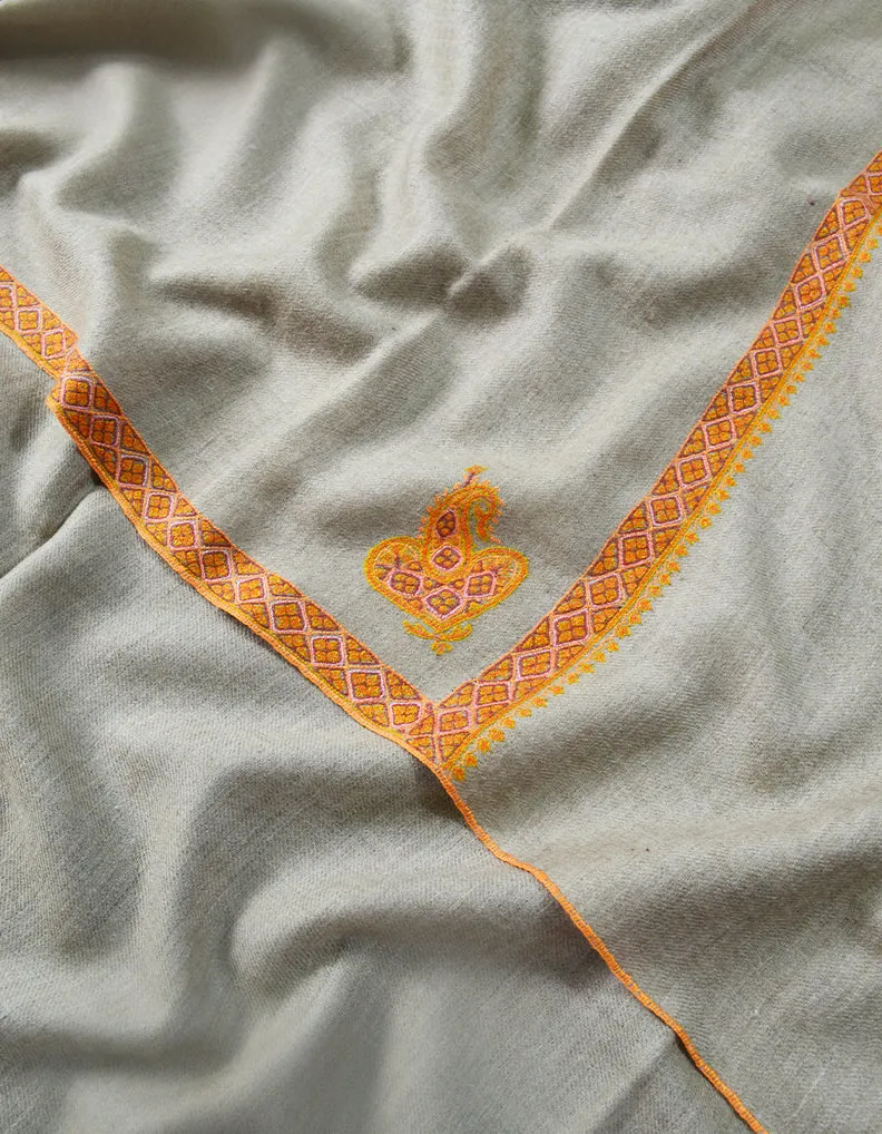 Light Natural Men Embroidery Pashmina Shawl 7514