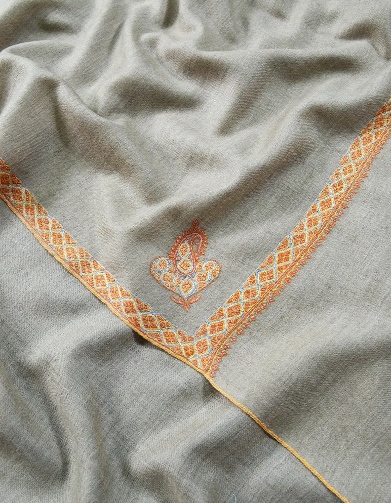 Light Natural Men Embroidery Pashmina Shawl 7526