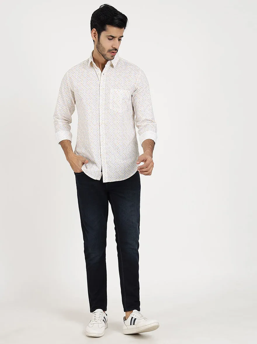 Light Yellow Printed Slim Fit Casual Shirt | JadeBlue