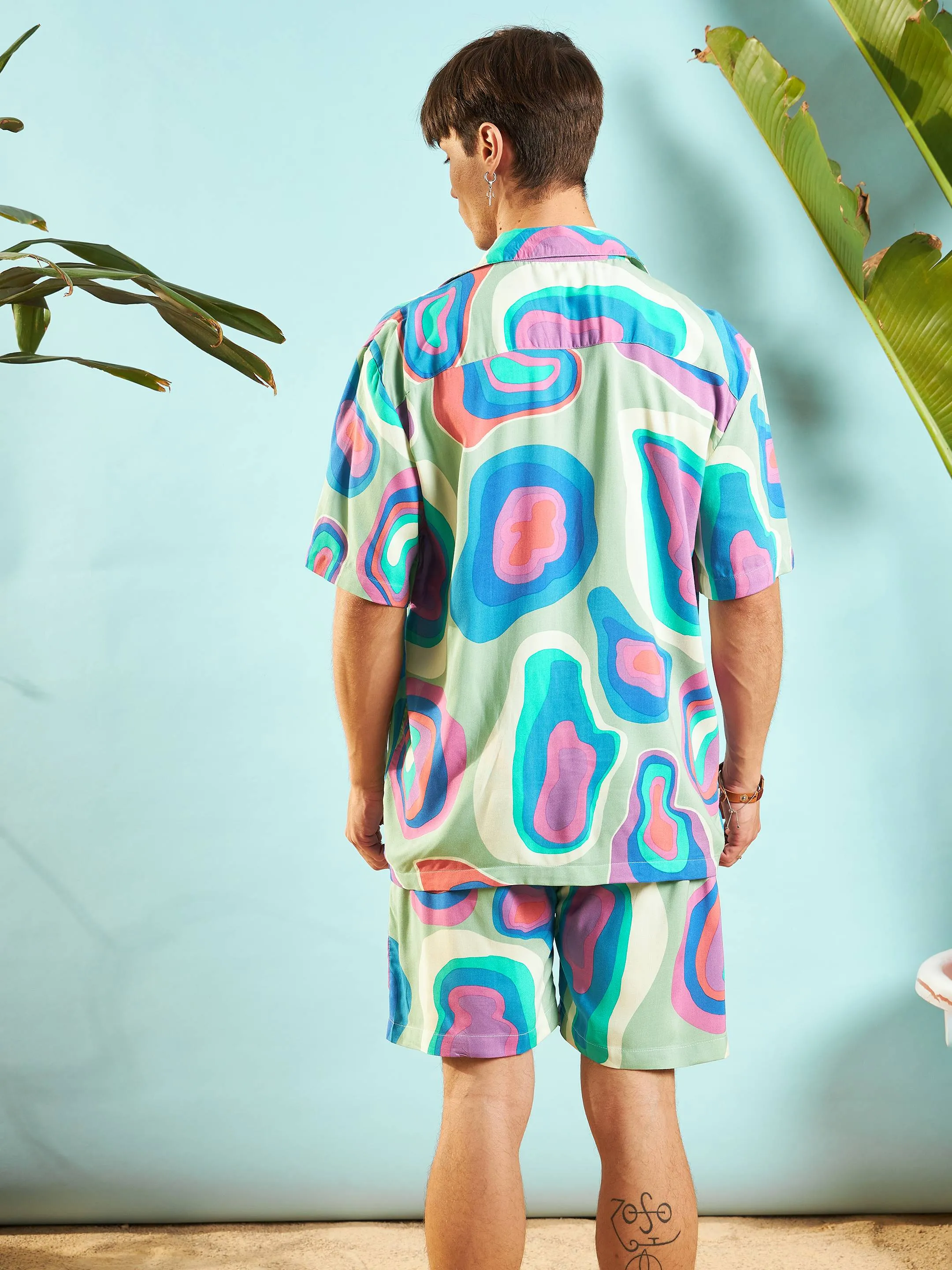 Men Grey & Blue Abstract Print Relax Fit Short