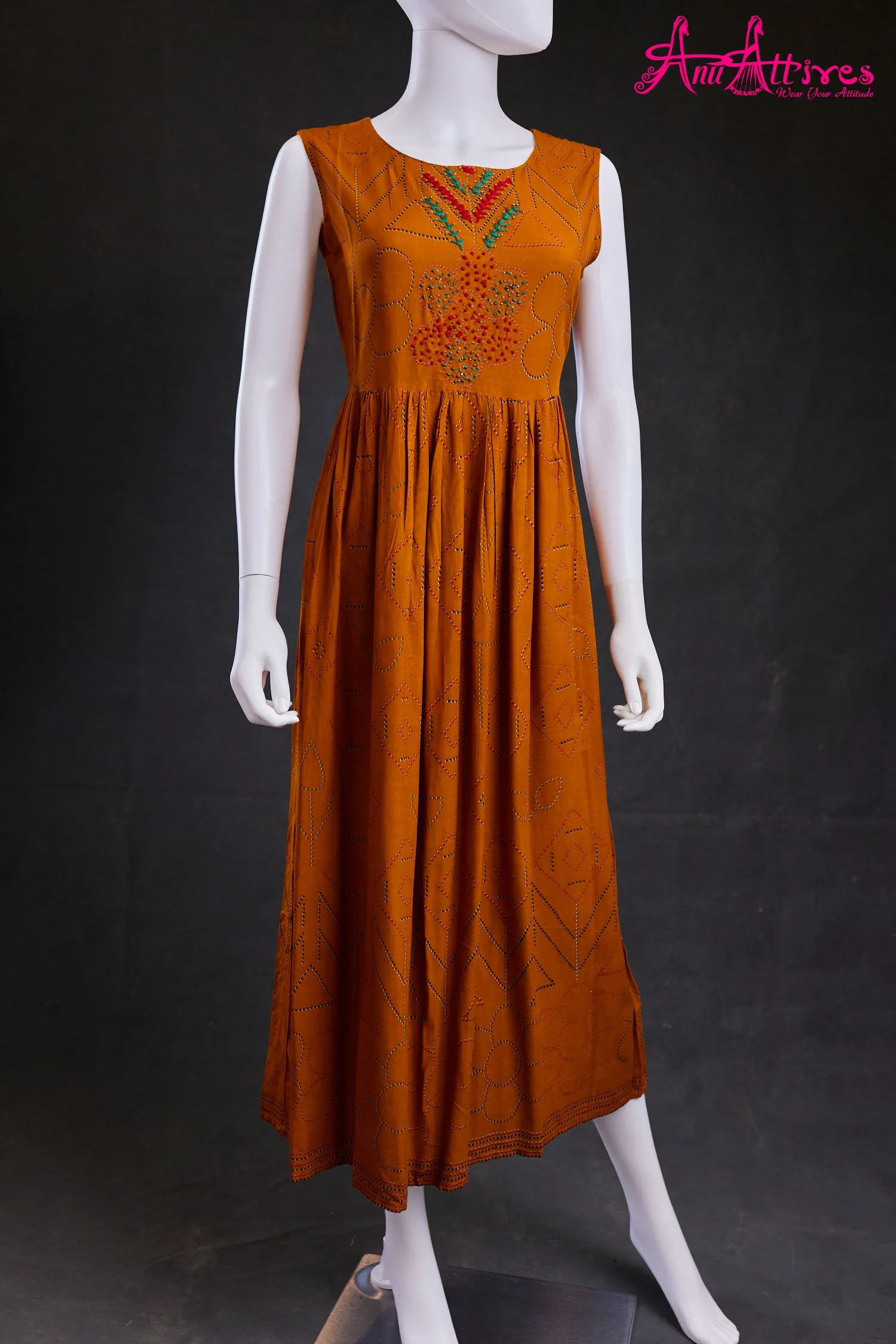 Mustard and Bottle Green Over Coat A-Line Kurti