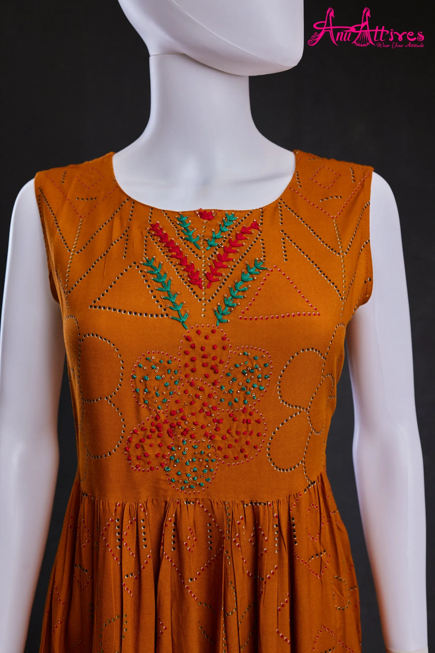 Mustard and Bottle Green Over Coat A-Line Kurti