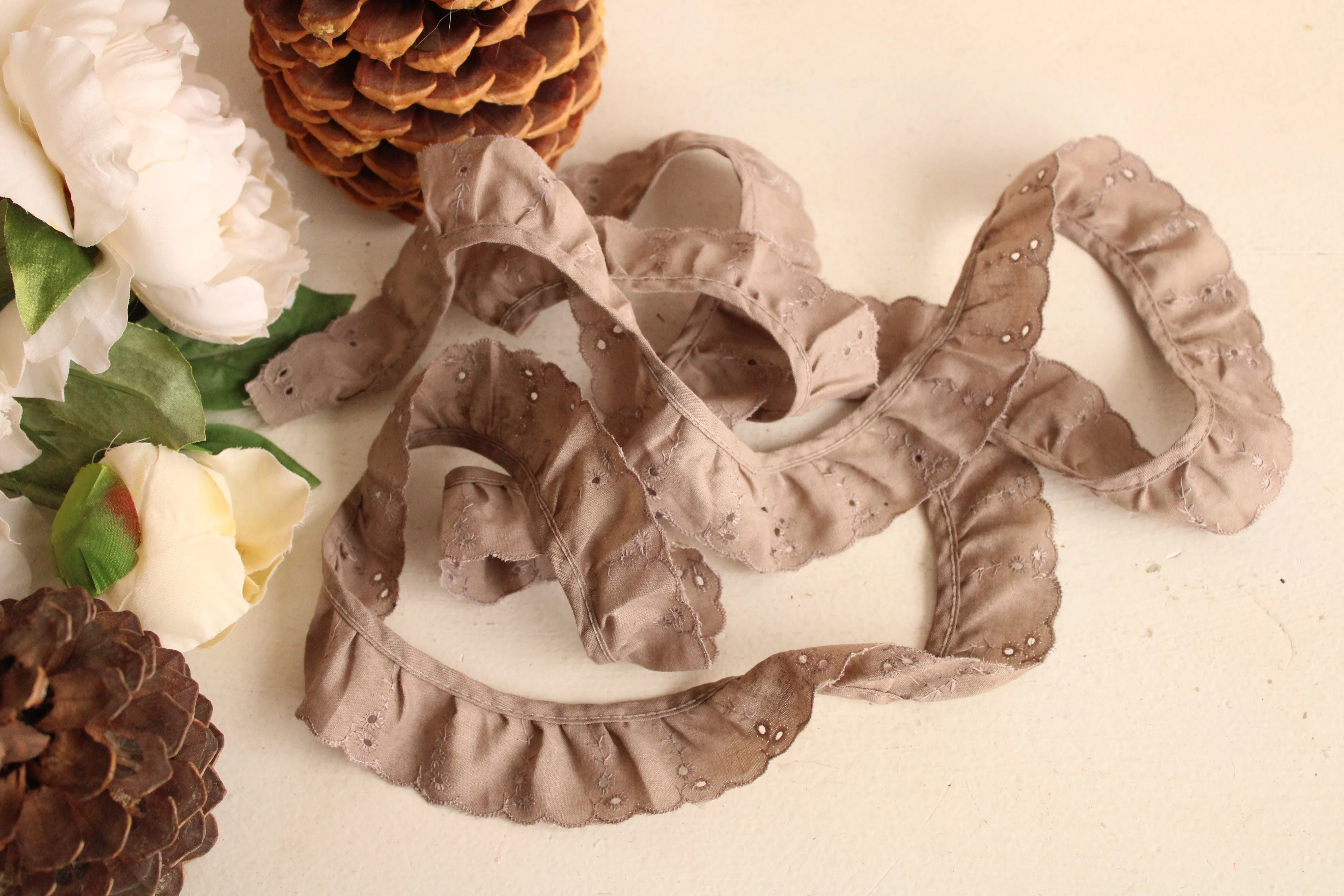 Naturally Plant Dyed Gray Cotton Vintage Lace