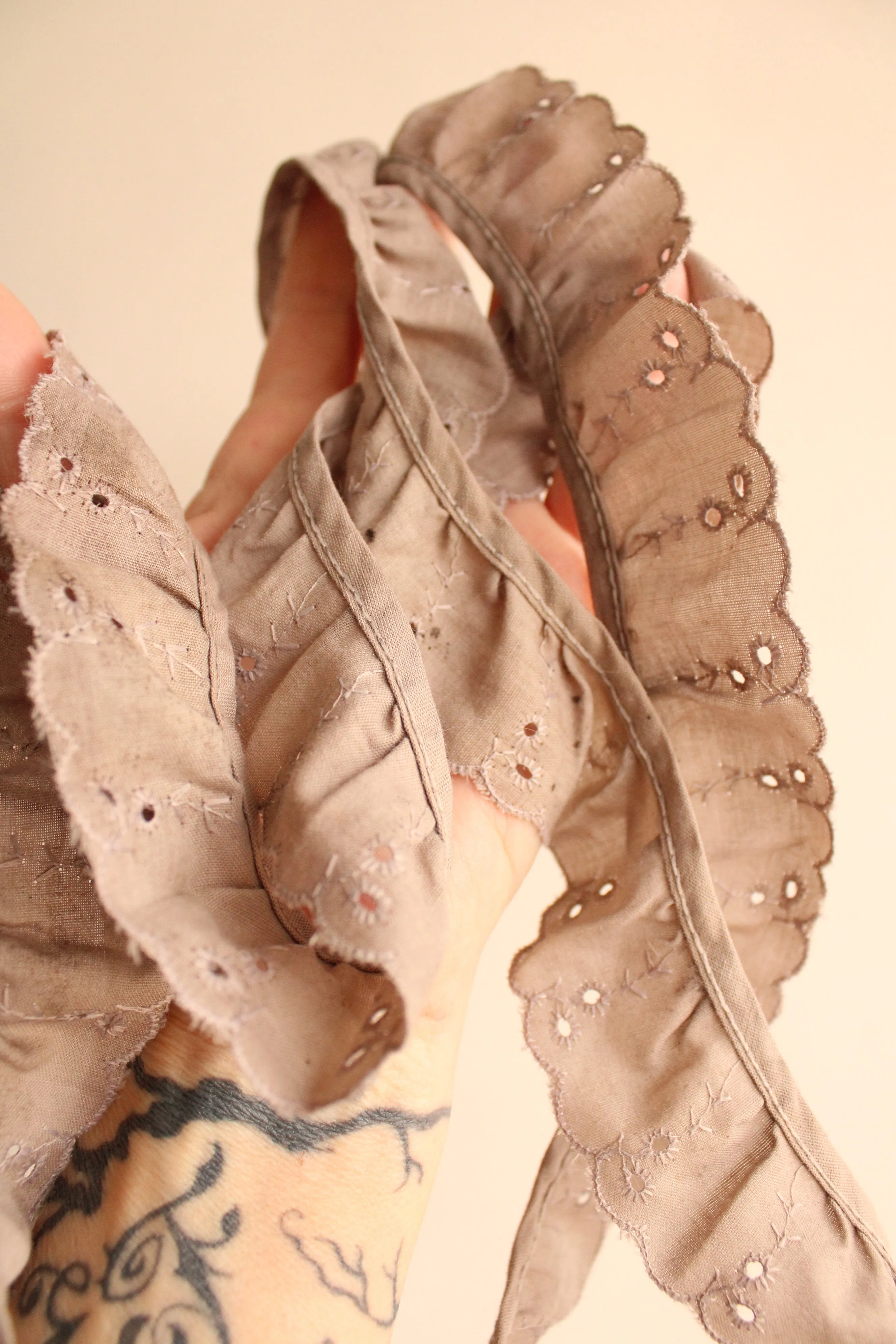 Naturally Plant Dyed Gray Cotton Vintage Lace