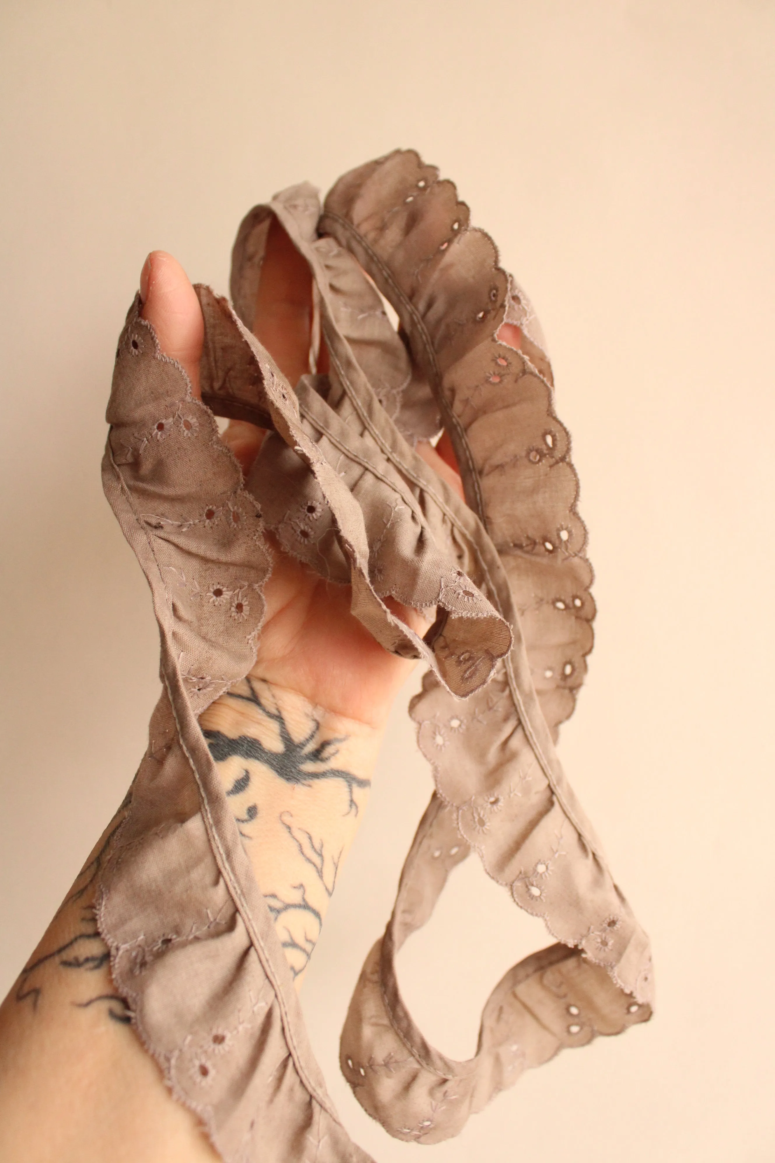 Naturally Plant Dyed Gray Cotton Vintage Lace