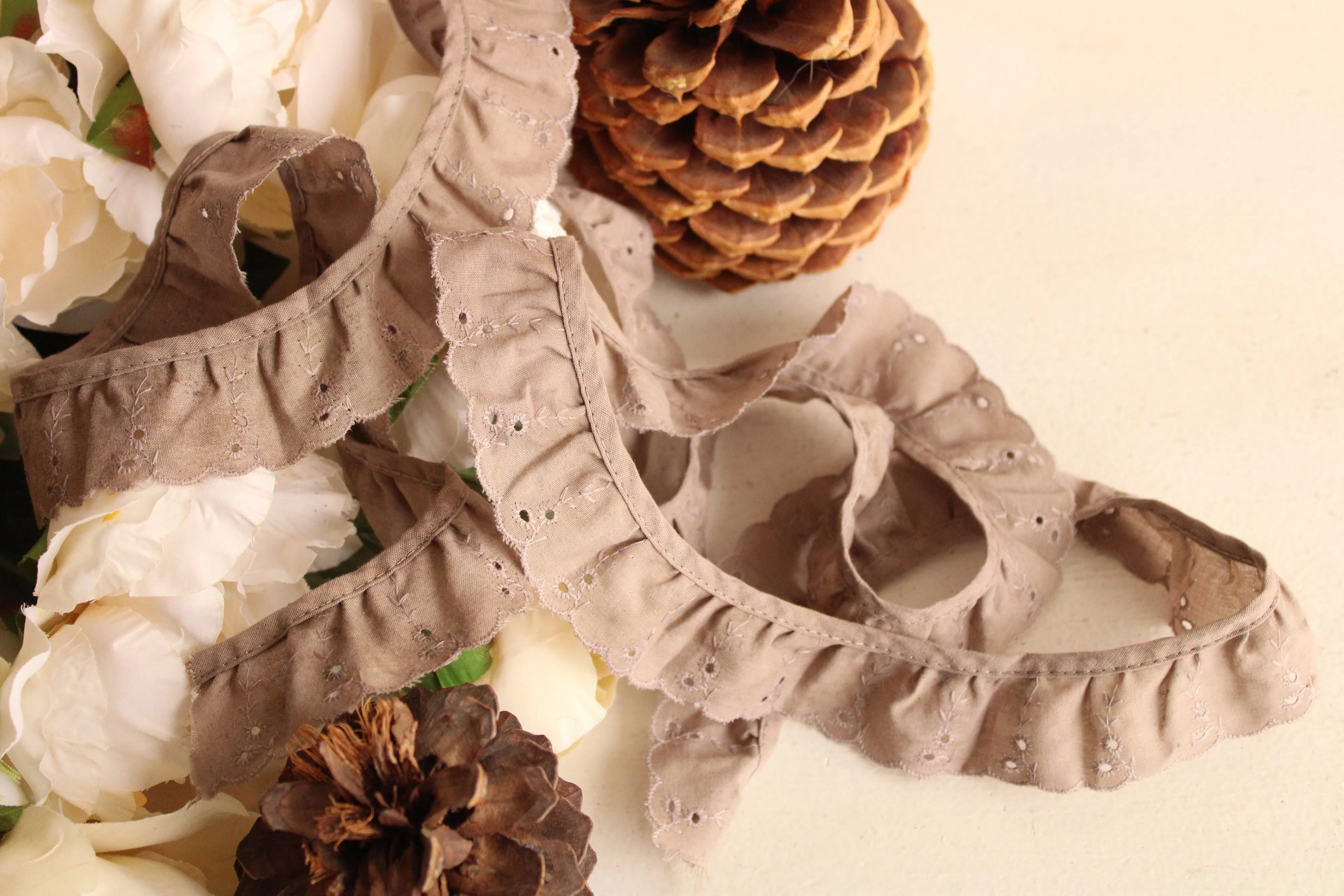 Naturally Plant Dyed Gray Cotton Vintage Lace