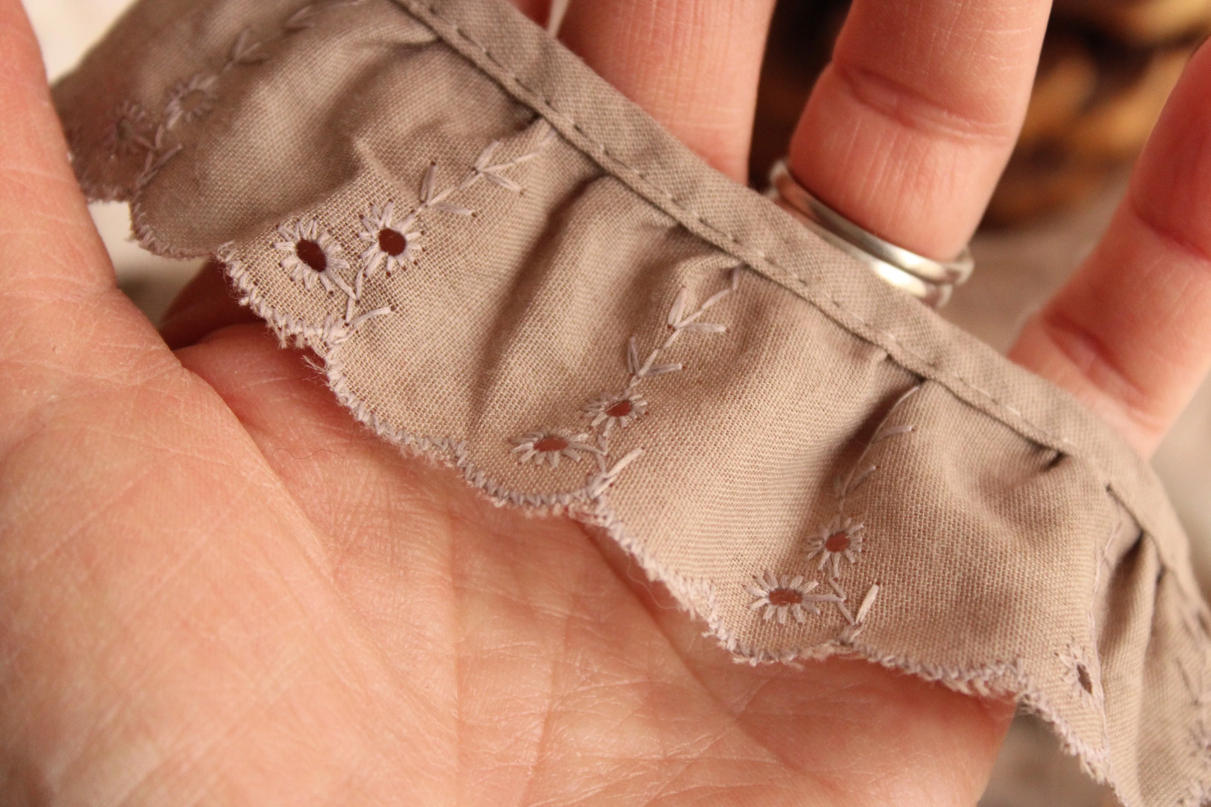 Naturally Plant Dyed Gray Cotton Vintage Lace