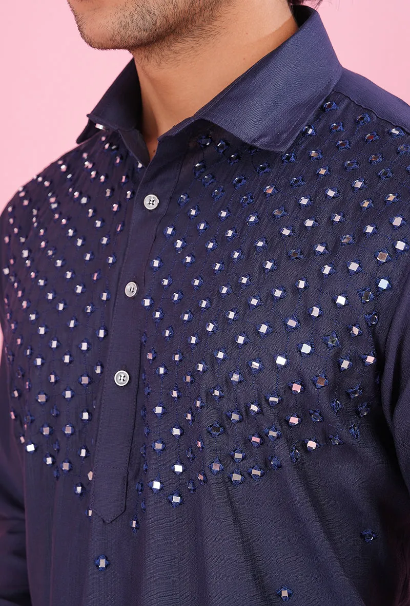 Navy Blue Pathani Kurta | TULA