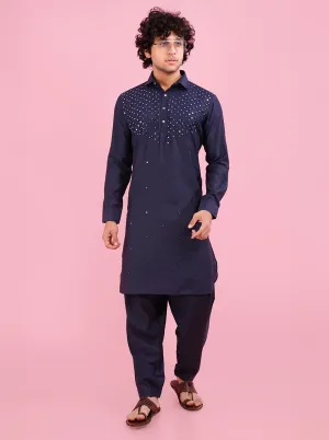 Navy Blue Pathani Kurta | TULA
