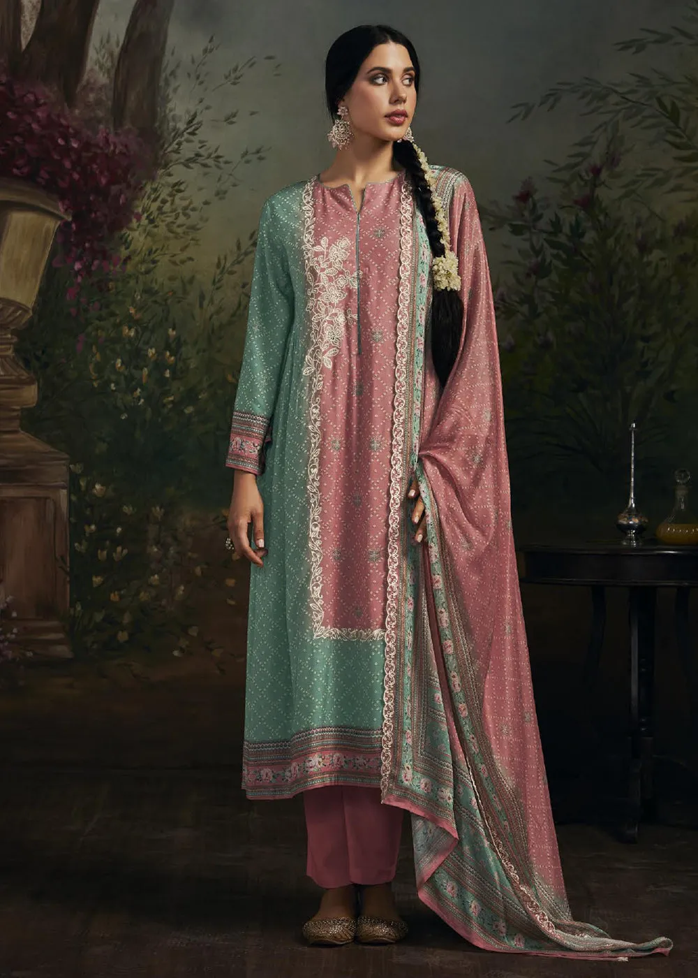 Pakistani Style Sea Green Digital Printed Salwar Suit