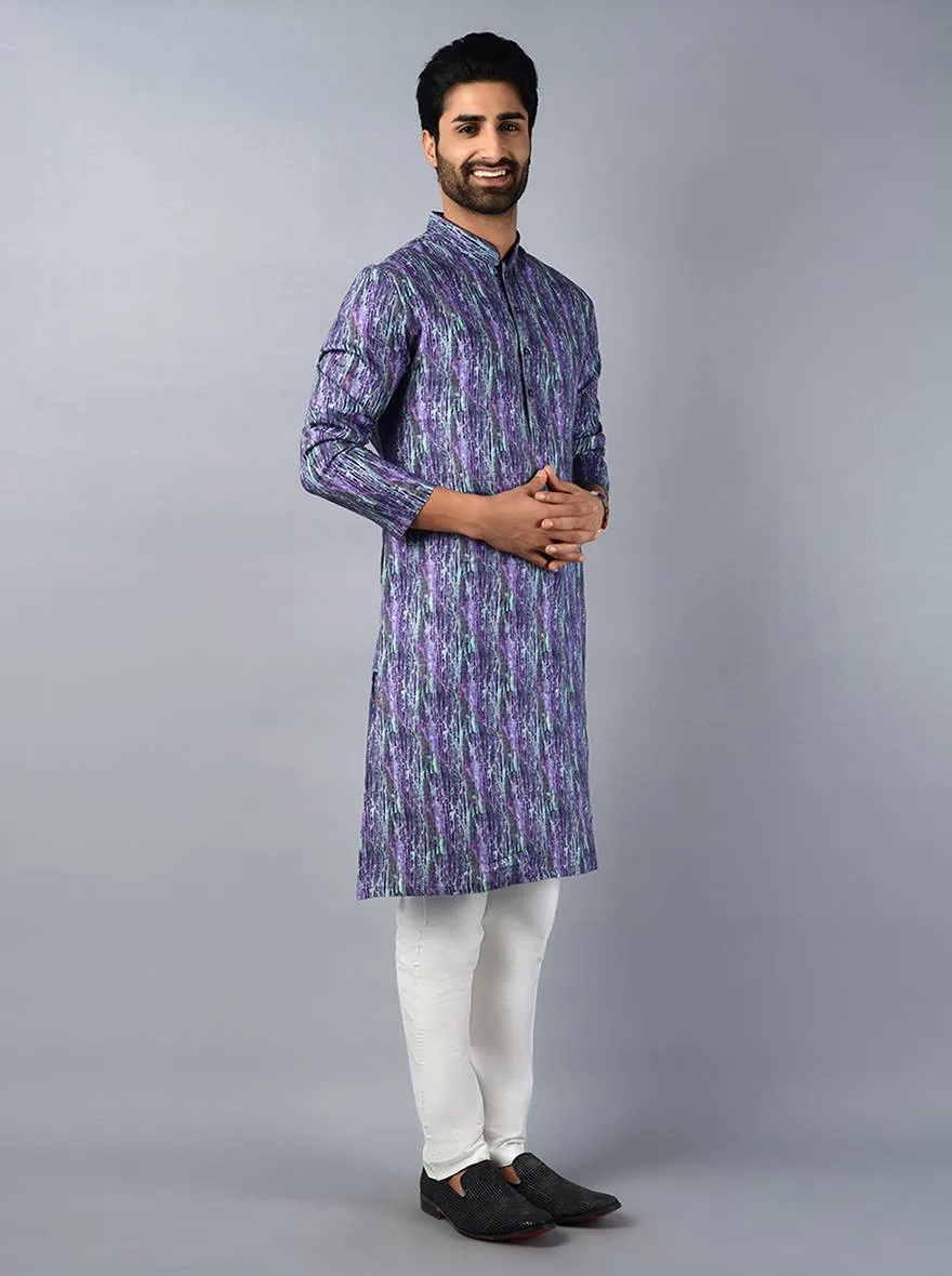 Purple Printed Regular Fit Kurta | TULA