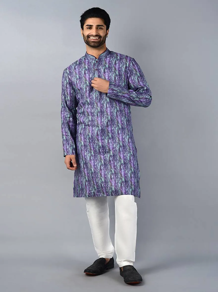 Purple Printed Regular Fit Kurta | TULA