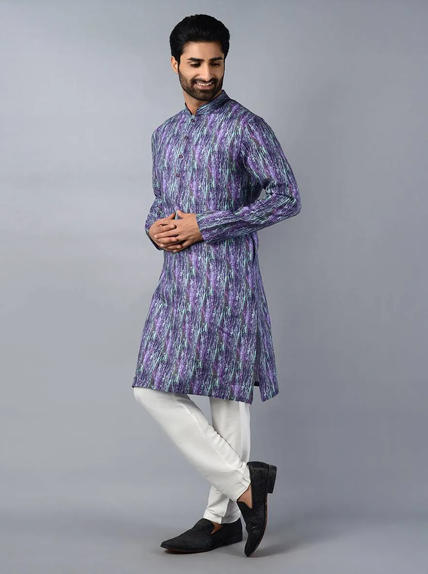 Purple Printed Regular Fit Kurta | TULA