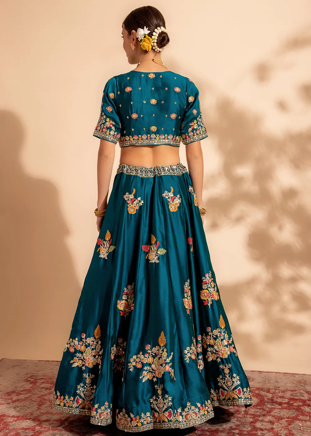 Rama Green Bridesmaid Style Wedding Lehenga Choli